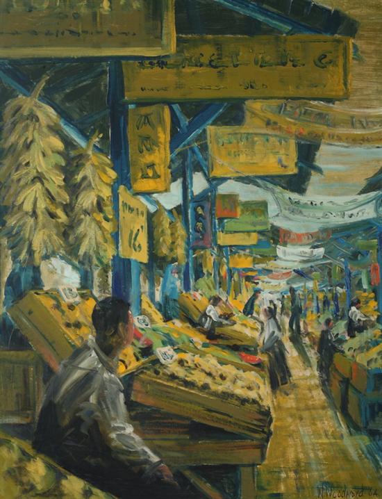 Appraisal: WILLIAM WOODWARD American b MARKET SCENE signed and dated '