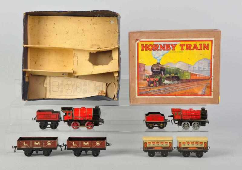 Appraisal: Lot of Tin Litho Hornby Wind-Up Train Sets American Working