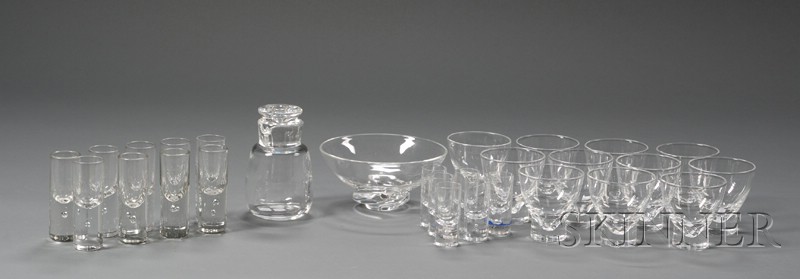 Appraisal: Twenty-seven Pieces of Steuben and Kosta Boda Colorless Glassware Steuben