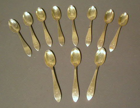 Appraisal: Eleven Tiffany Queen Anne sterling silver teaspoons monogrammed A M