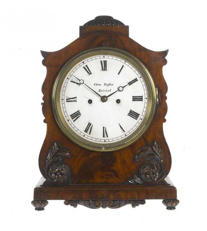 Appraisal: A WILLIAM IV MAHOGANY BRACKET CLOCK signed on the painted