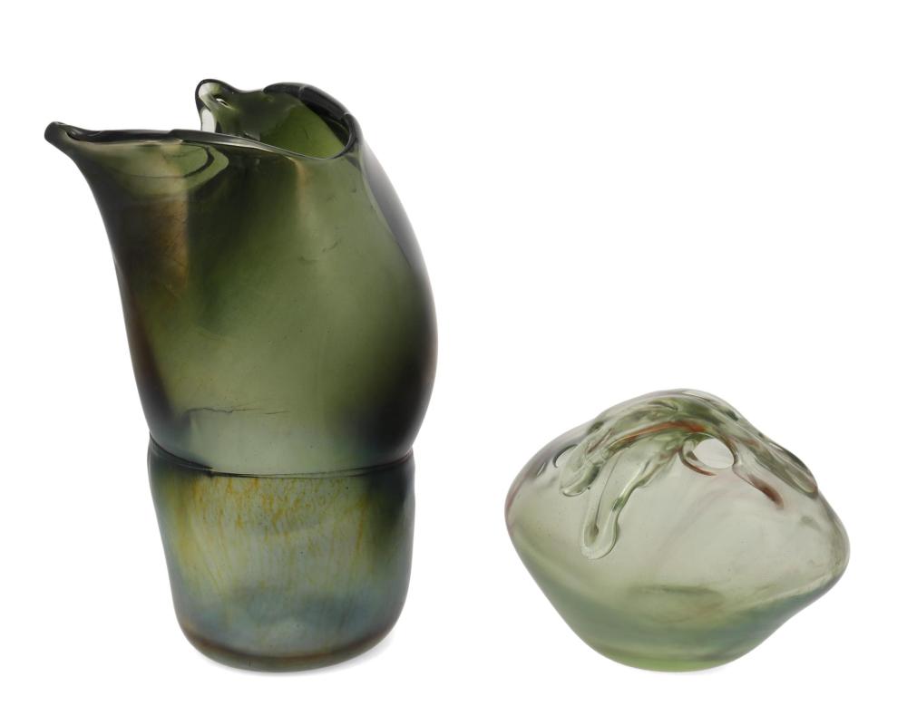 Appraisal: Robert C Fritz - American Two free-form art glass vases