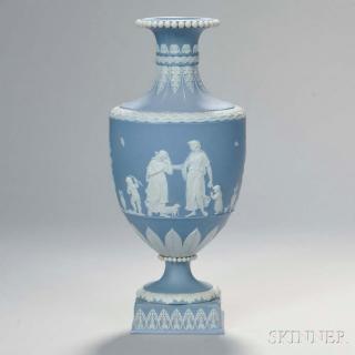 Appraisal: Wedgwood Solid Pale Blue Jasper Vase England th century applied