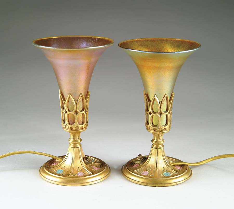 Appraisal: PAIR OF STEUBEN MANTLE LAMPS Wonderful pair of mantle lamps