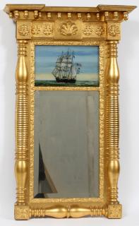 Appraisal: FEDERAL MIRROR EGLOMISE AND GILDED WOOD C FEDERAL MIRROR EGLOMISE