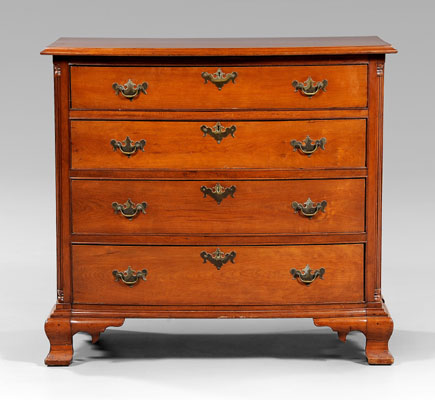 Appraisal: Connecticut Chippendale bow-front chest cherry with pine secondary single-board cherry