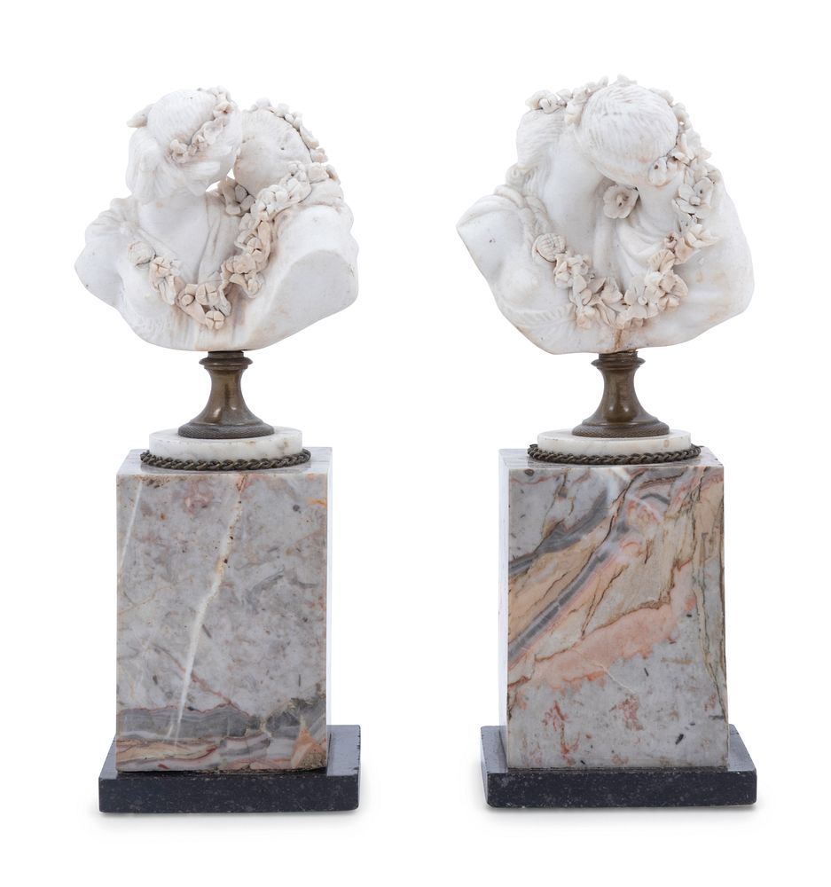 Appraisal: A Pair of Bisque Busts on Marble Bases A Pair