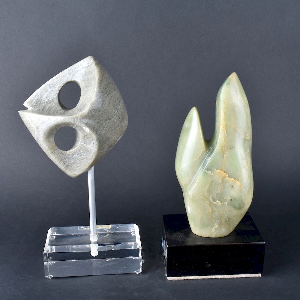 Appraisal: Stone Sculptures Two Vintage Free Form Stone Sculptures On Bases