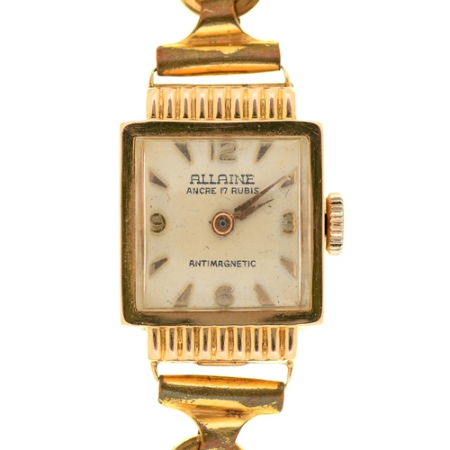 Appraisal: An Allaine ct gold square lady's wristwatch x mm on