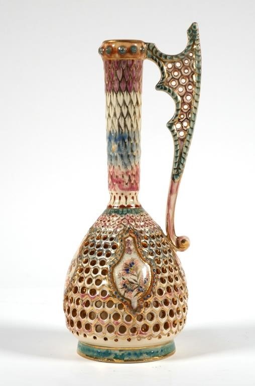 Appraisal: Reticulated Fisher Budapest ewer Hungarian marked Fischer J Budapest Approx