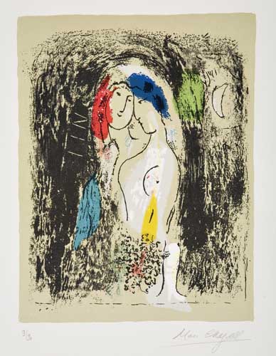 Appraisal: MARC CHAGALL Les Amoureux en gris Color lithograph x mm