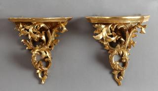 Appraisal: Pair of Florentine Rococo Gilt and Gesso Wall Brac Pair