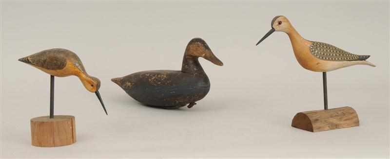 Appraisal: TWO FIGURES OF CURLEWS AND A DUCK DECOY to x