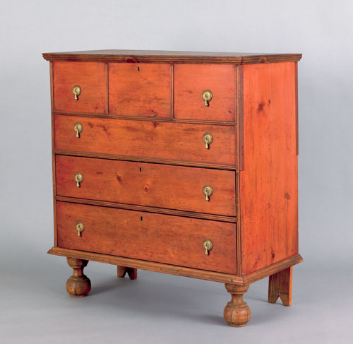 Appraisal: New York or New England William Mary pine mule chest