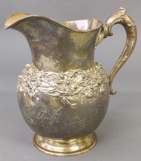 Appraisal: Silver water pitcher Sterling silver water pitcher inscribed Florence Chrishilm