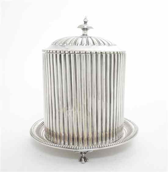 Appraisal: An English Silverplate Biscuit Barrel John Neil Son London th