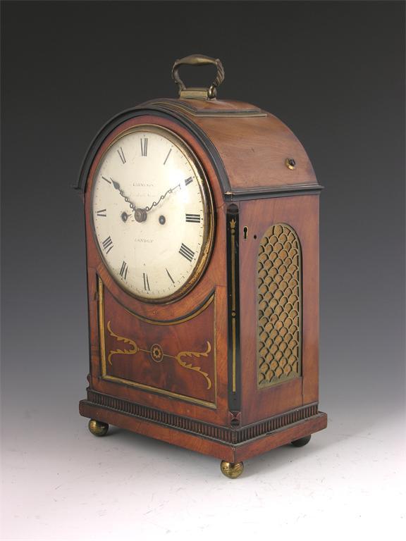 Appraisal: A Regency brass inlaid mahogany striking bracket clock