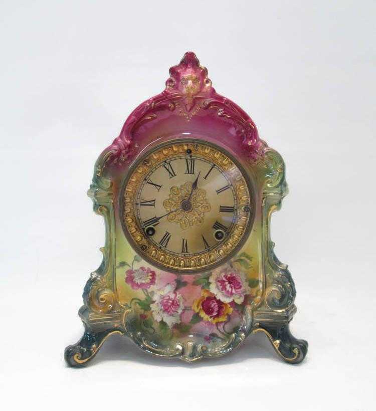 Appraisal: A GERMAN ROYAL BONN PORCELAIN CHINA CASED CLOCK titled La