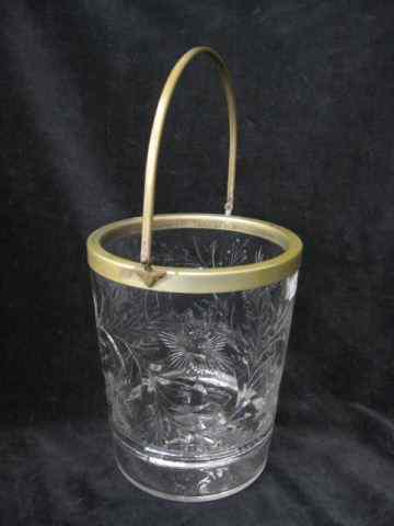 Appraisal: Etched Crystal Ice Bucket swing handle attributed to Hawkes ''