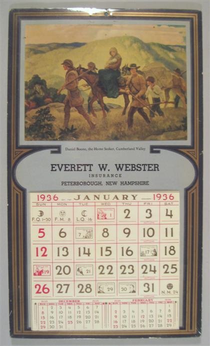 Appraisal: piece Wyeth N C Color illustrated Calendar Everett W Webster