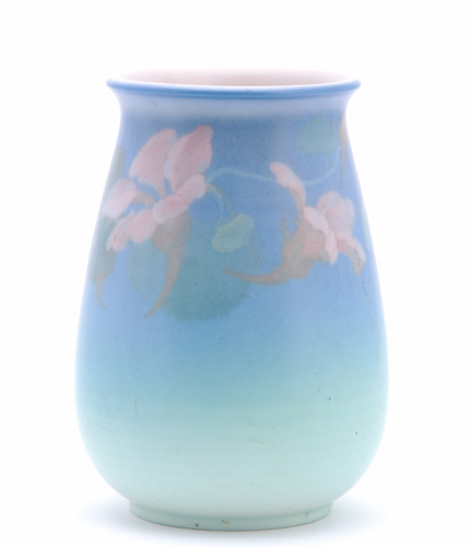 Appraisal: ROOKWOOD Vellum vase painted by Fred Rothenbusch with pink nasturtium