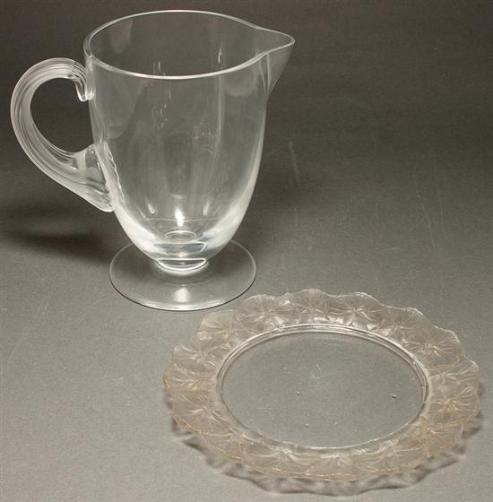 Appraisal: Lalique molded and partially frosted glass pitcher and a Lalique