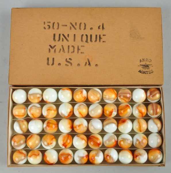 Appraisal: Akro Agate Box Set of No Unique Marbles Description Box