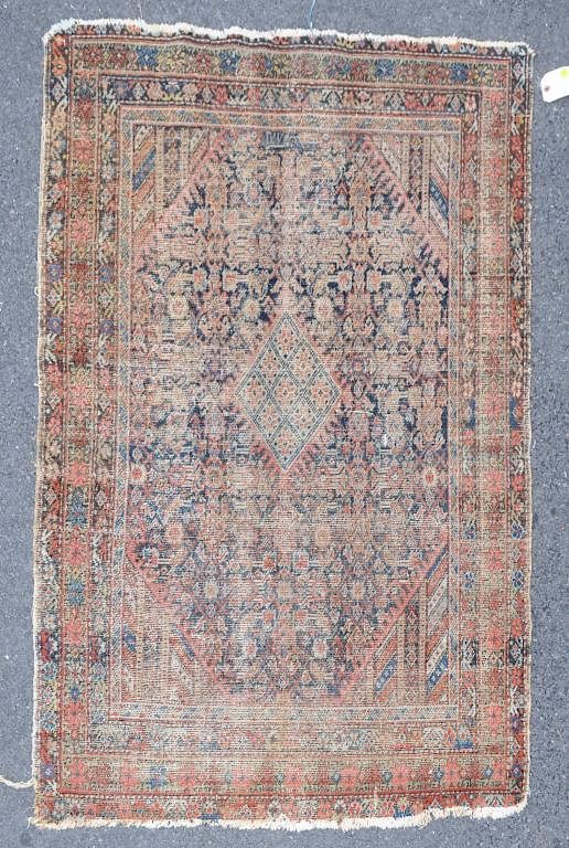 Appraisal: Persian Rug with extensive pile wear loss end side losses