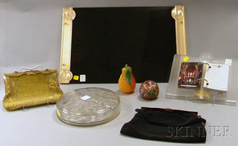 Appraisal: Group of Mostly French Decorative Accessories including Lalique desk blotter