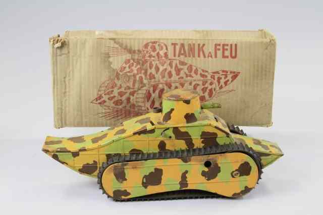 Appraisal: FRENCH CAMOUFLAGED TANK Jovets Francais includes box marked ''Tank a