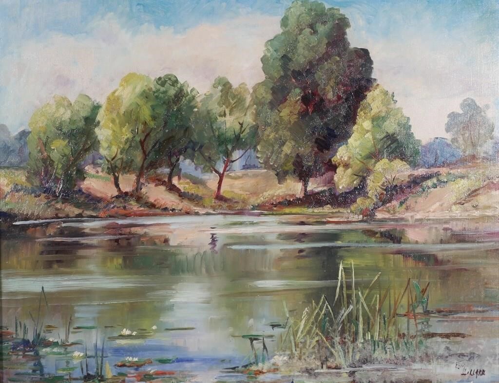 Appraisal: Oil on canvas painting of White Rock Lake in Dallas