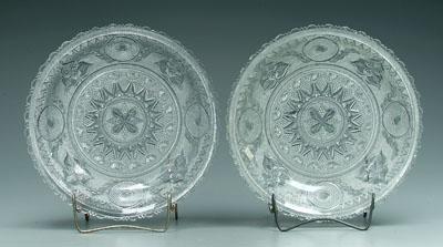 Appraisal: Two Sandwich glass dishes bullseye with circular medallion each -