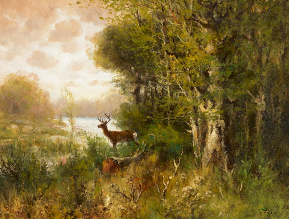 Appraisal: John Fery Deer in Forest Exclusive on Bidsquare JOHN FERY