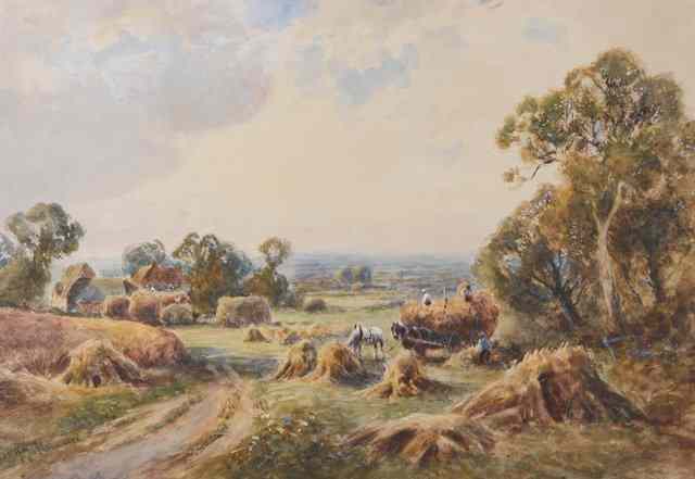 Appraisal: HENRY JOHN KINNAIRD fl - Hay making at Hassocks Sussex