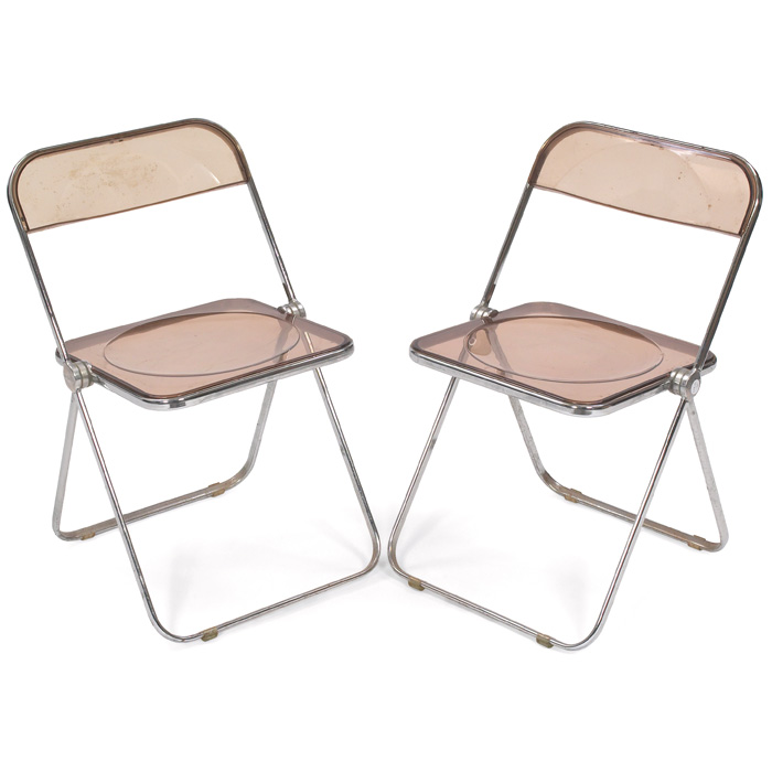 Appraisal: Giancarlo Piretti Plia folding chairs pair by Castelli Italy molded