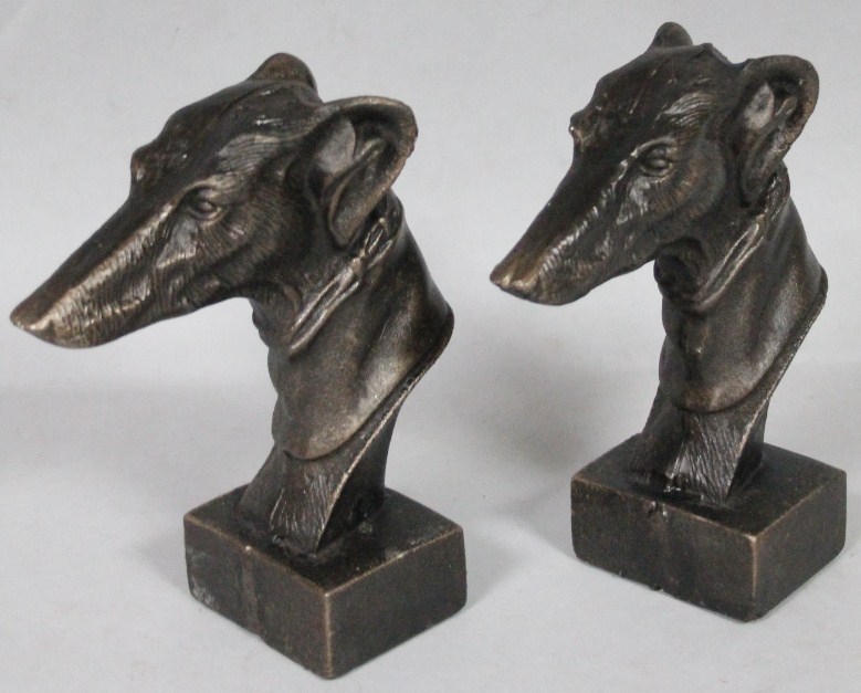 Appraisal: Two cast greyhound heads