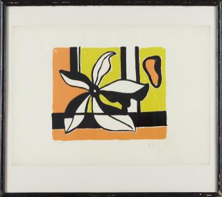 Appraisal: Fernand Leger - Fleur sur un Fond Jaune et Orange