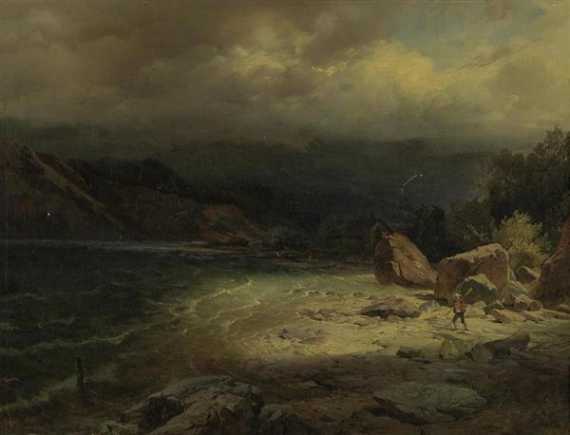 Appraisal: STEFFAN JOHANN GOTTFRIED Waedenswil - Munich Storm on the lake