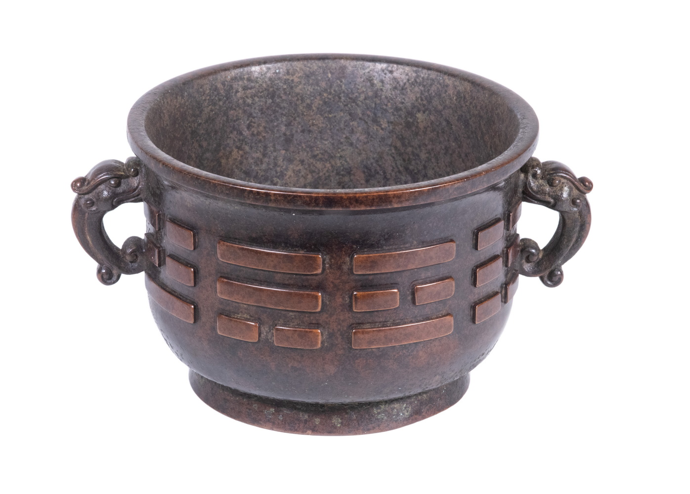 Appraisal: CHINESE BRONZE CENSER Bronze Round Footed Censer with chilong head