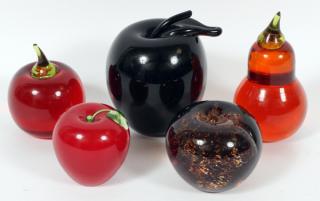 Appraisal: GROUP OF ART-GLASS FRUIT-FORM PAPERWEIGHTS PIECES H TO Comprising Grant