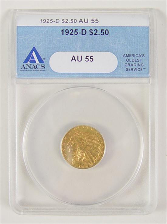 Appraisal: -D Gold Indian Coin Anacs graded and certified AU -