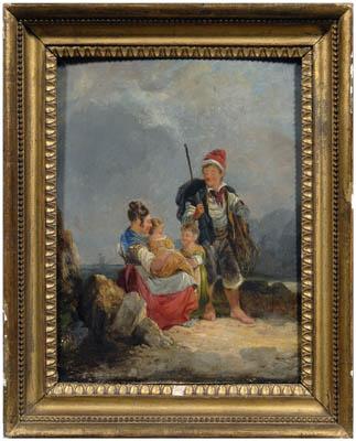 Appraisal: th century British School painting fisherman and family on a