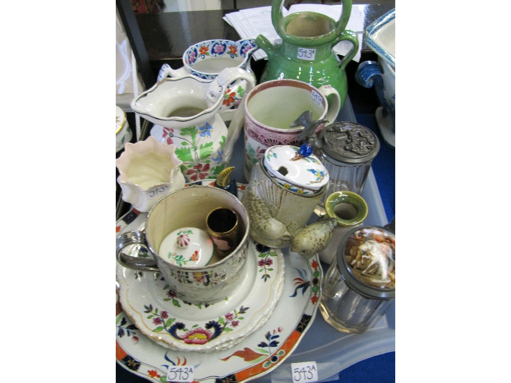 Appraisal: Tray lot of assorted ceramics to include steins etc