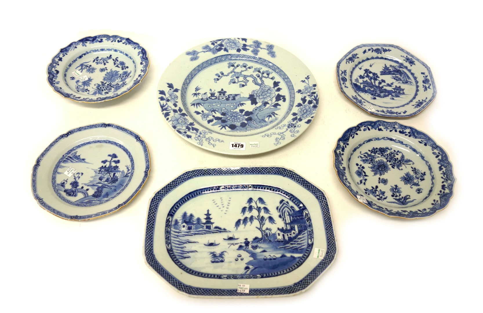 Appraisal: A group of Chinese blue and white porcelain Qianlong comprising