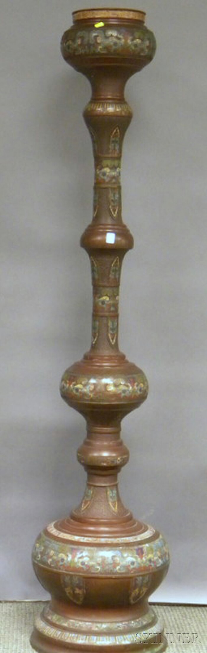 Appraisal: Chinese Champleve and Bronze Floor Lamp Base ht in