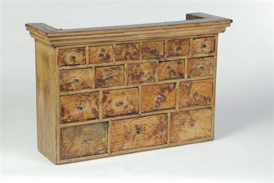 Appraisal: DECORATED HANGING APOTHECARY CHEST American st half- th century pine