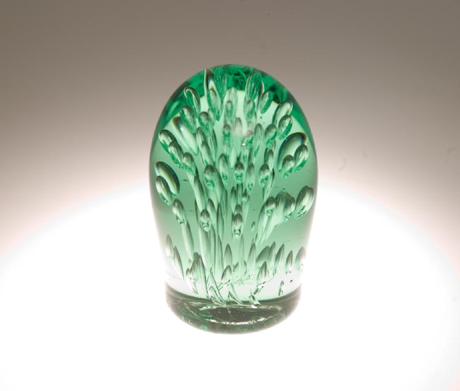 Appraisal: VICTORIAN GREEN-GLASS DUMP with bubble inclusions cm -