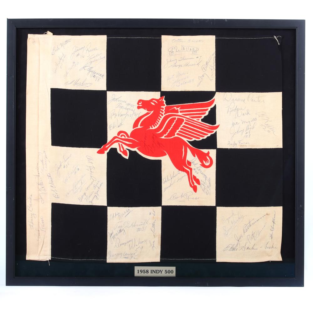 Appraisal: ONE OF A KIND CHECKERED FLAG SIGNED BY DRIVERS FROM