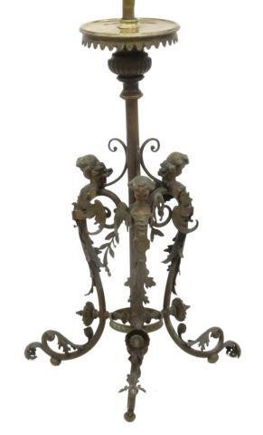 Appraisal: Italian figural bronze floor lamp early th c three lights