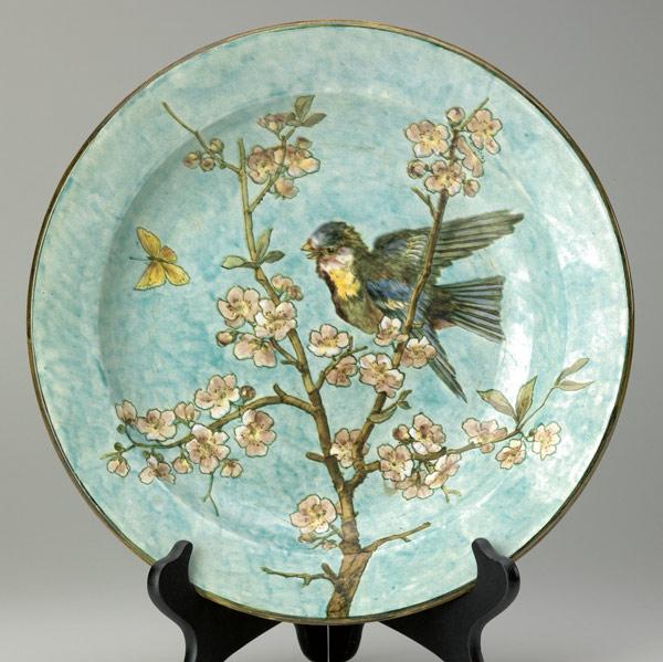 Appraisal: JOHN BENNETT Charger beautifully painted with a bird on a